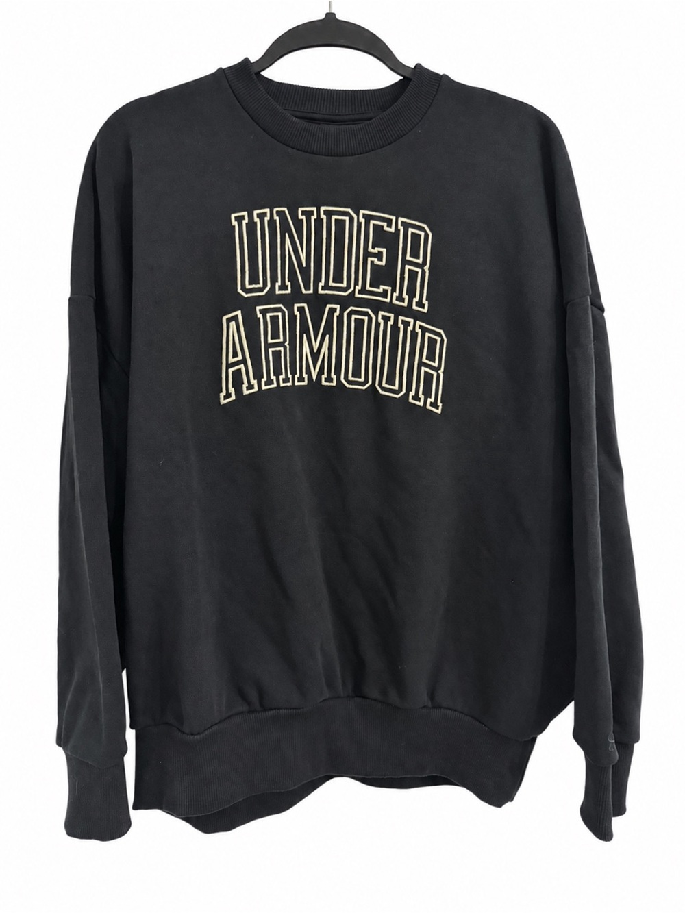 Under Armour Black Oversized Crewneck Sweatshirt Drop Shoulder Logo Cozy M